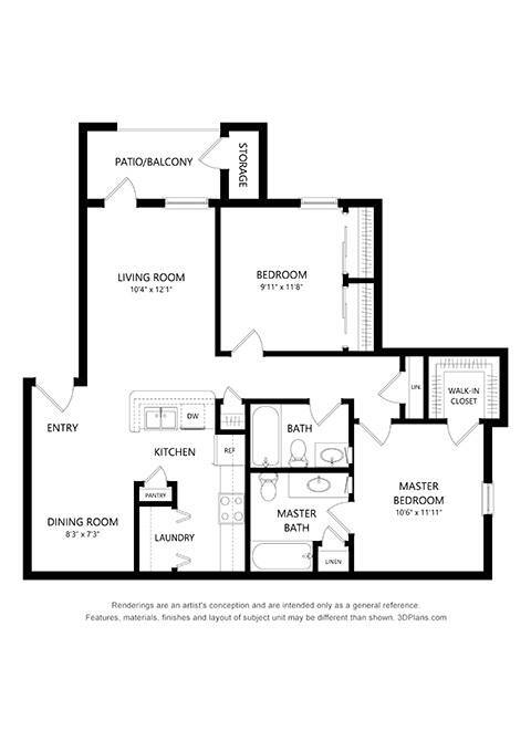 Two Bedroom 2103 floor plan